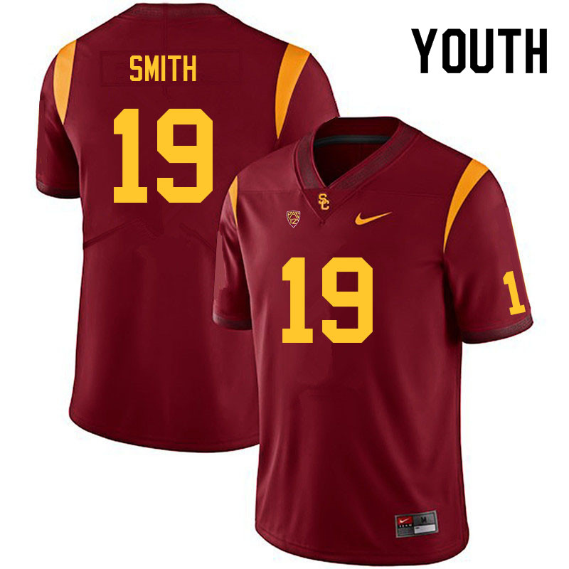 Youth #19 Jaylin Smith USC Trojans College Football Jerseys Sale-Cardinal